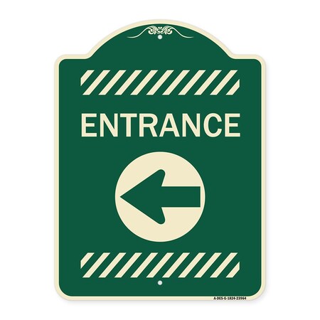 Signmission Entrance Left Arrow Heavy-Gauge Aluminum Architectural Sign, 24" H, G-1824-23964 A-DES-G-1824-23964